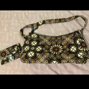 Vera Bradley brown purse matching wallet in VGUC!